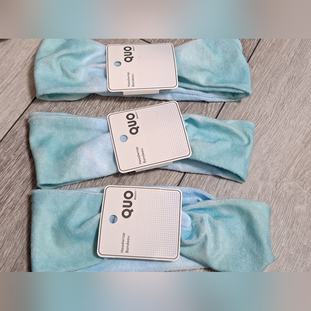 Lot Of 3 Brand New Quo Beauty Blue Headbands Set